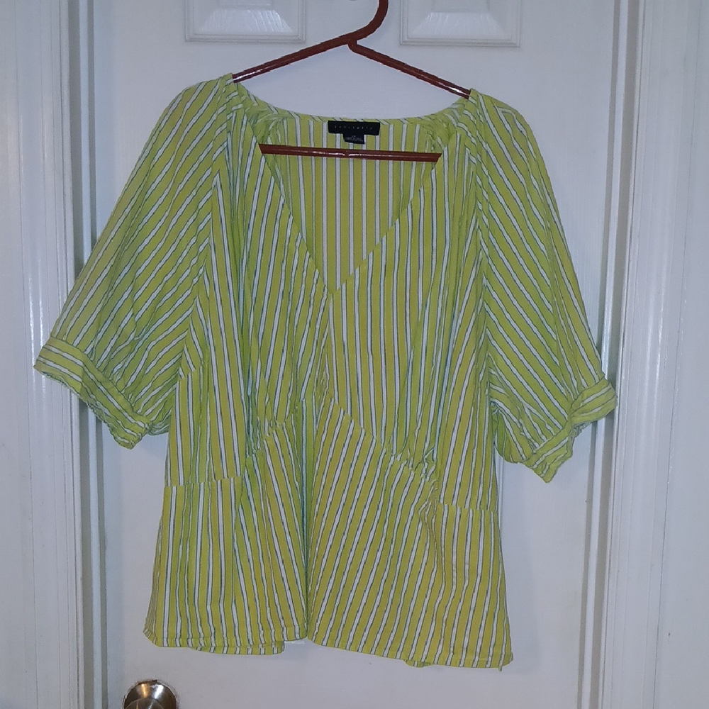 Green Striped Women's Top